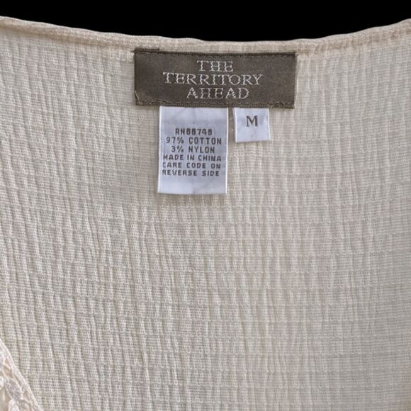 The Territory Ahead, Sleeveless Wrap Dress, V Neck, linen laced, Size M - Picture 3 of 6